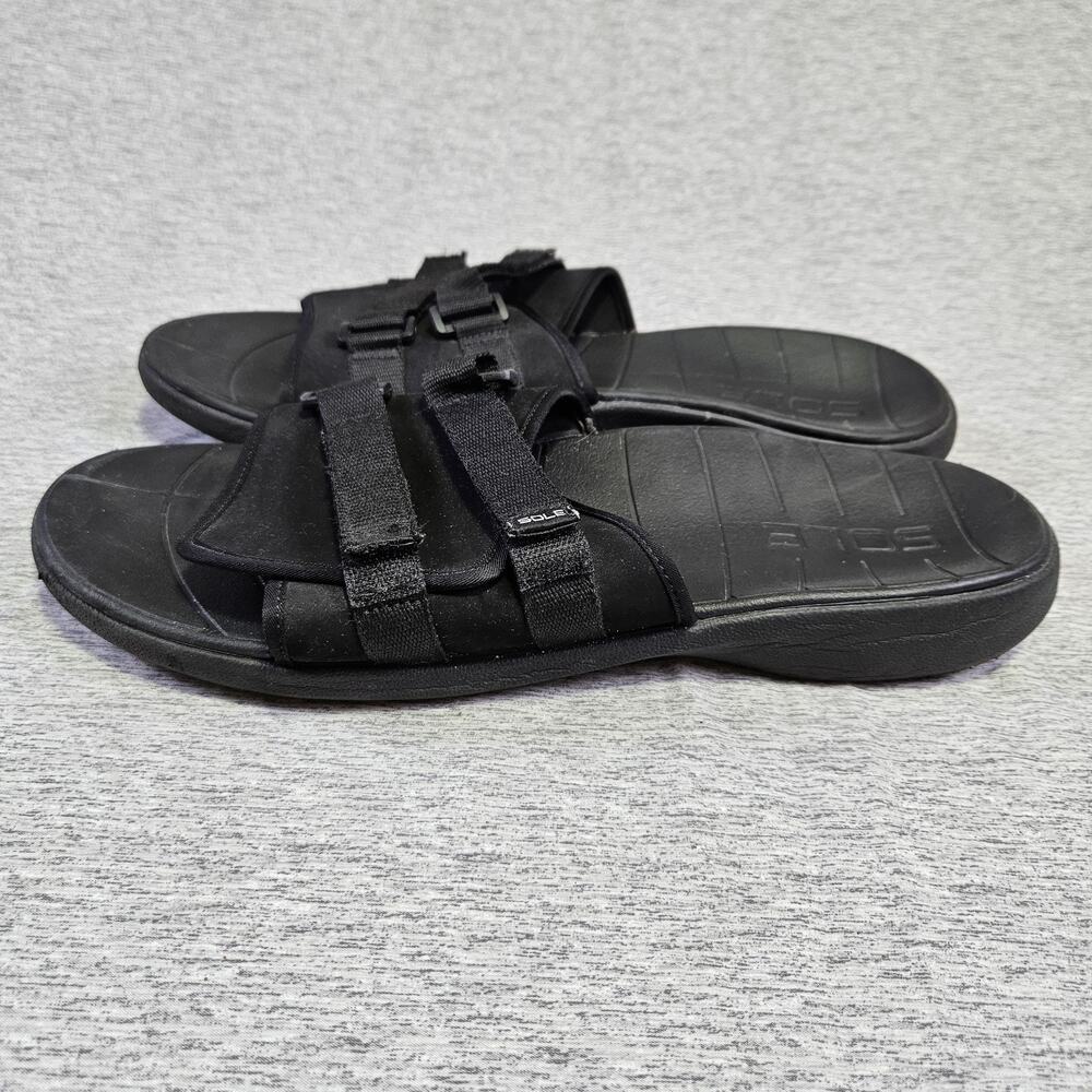 SOLE Mens 14 Mendocino Orthotic Slide Sandal Black Adjustable Arch Support Sport